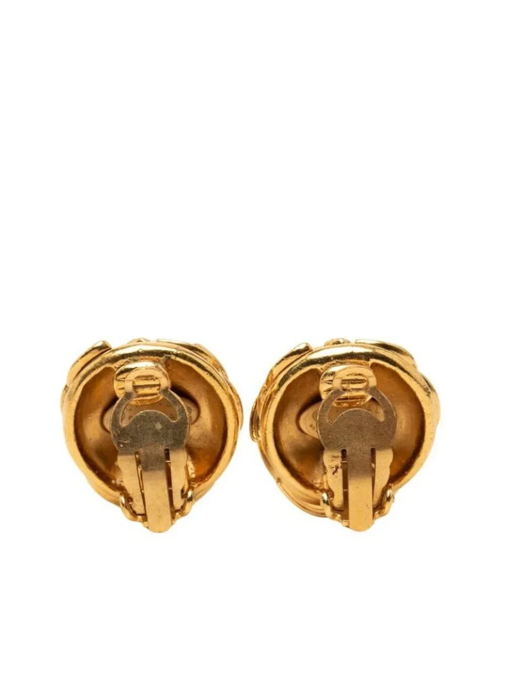 Chanel Vintage CC Logo Earrings Gold Plated